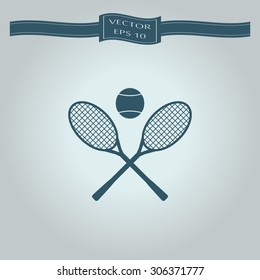 Tennis rackets with ball vector icon 