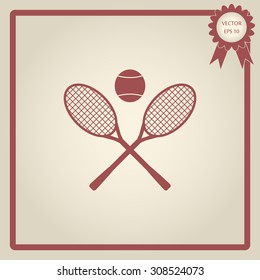 Tennis rackets with ball vector icon