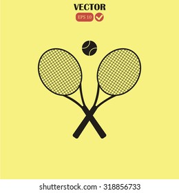 Tennis rackets with ball vector icon