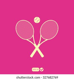 Tennis rackets with ball vector icon