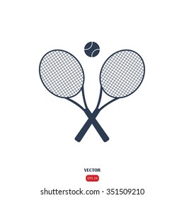 Tennis rackets with ball vector icon