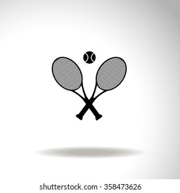 Tennis rackets with ball vector icon.