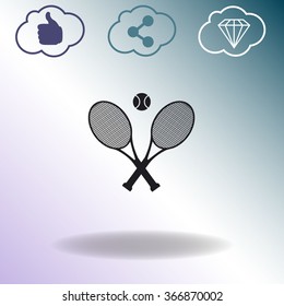 Tennis rackets with ball vector icon.