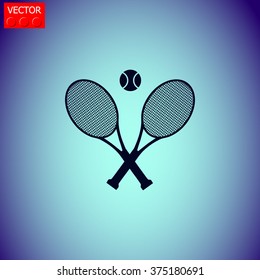 Tennis rackets with ball vector icon.