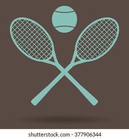 Tennis rackets with ball vector icon 
