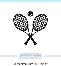 Tennis rackets with ball vector icon.