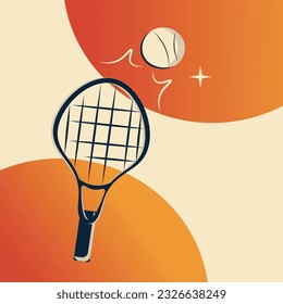 Tennis rackets and ball vector illustration. Sports equipment. Illustration for sports competition, lawn tennis championship. Flat design illustration for poster, card, cover.