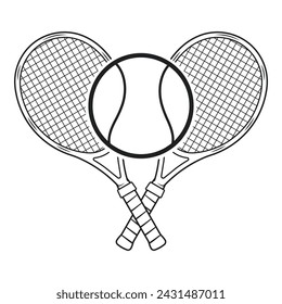 Tennisschläger und Ball Vektor Illustration, Umriss Tennis Logo Symbol Clipart