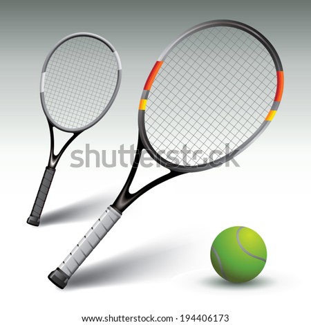 Tennis rackets and ball. Vector illustration