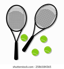 tennis rackets and balls vector