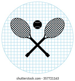 Tennis rackets -  black vector icon