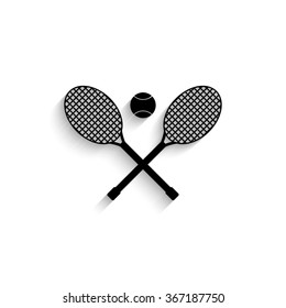 Tennis rackets - black vector  icon with shadow