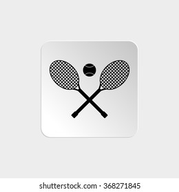 Tennis rackets  - black vector icon