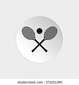 Tennis rackets  - black vector icon