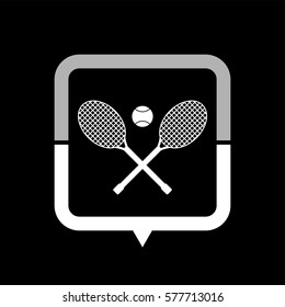 Tennis rackets  - black vector icon