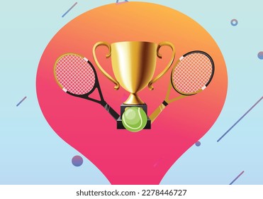 
Tennis or rackets crossed and ball silhouette. championships 2023.