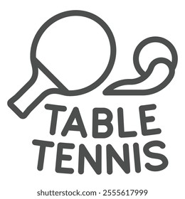 Tennis rackets and flight ball line icon, tennis concept. Vector graphics. Table tennis text sign on white background, outline style icon for mobile or web design