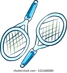 Tennis rackets, illustration, vector on white background.