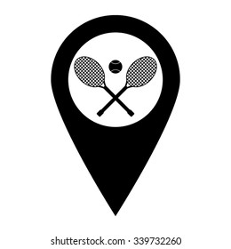 Tennis rackets - map pointer vector icon