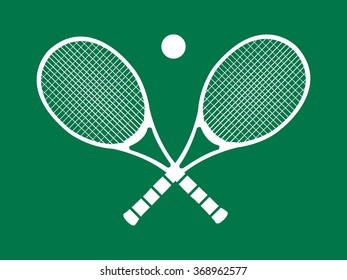 Tennis Rackets on Green Background