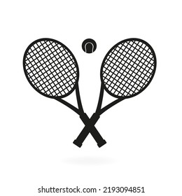 Tennis rackets on a white background with a tennis ball. Vector illustration