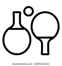 Tennis rackets pair line icon, table tennis game concept. Vector graphics. Rackets and ball sign on white background, style mobile or design
