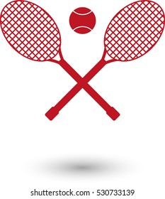 Tennis rackets - red vector  icon with shadow