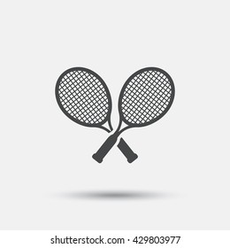 Tennis rackets sign icon. Sport symbol. Flat tennis web icon on white background. Vector