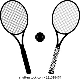 tennis rackets. stencil and silhouette. vector illustration