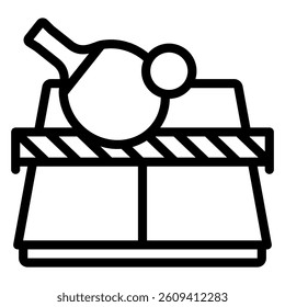 Tennis rackets and table line icon, tennis concept. Vector graphics. Table tennis sign on white background, style mobile or design