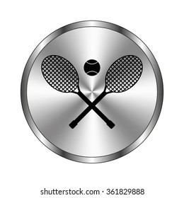 Tennis rackets - vector icon;  metal button