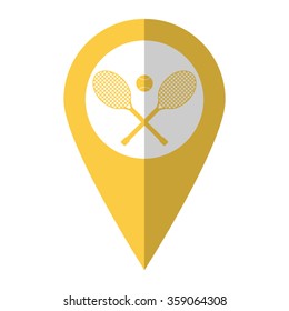 Tennis rackets - vector icon;  yellow map pointer