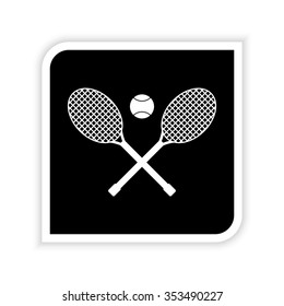 Tennis rackets -  white vector icon