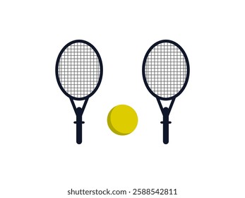 tennis rackets with yellow tennis ball vector isolated on white 