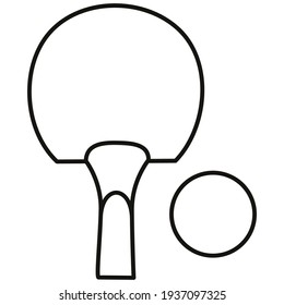 Tennis racquet. Badge, emblem. Game sports equipment. Outline drawing, silhouette. The design can be used for advertisements, collages, websites and shops