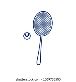 Tennis racquet with ball sign. Vector. Flat style black icon on white.