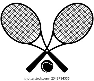 Raqueta de tenis y silueta de la pelota de tenis aislados en un fondo blanco