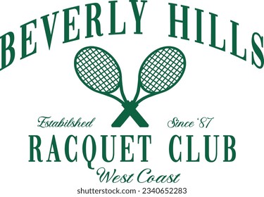 Tennis Racquet Club Varsity Logo Gráfico Tee Sweater Embroidery Diseño