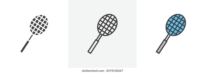 Tennis racquet icon set. Vector symbol for racket. Badminton and sports racquet sign.