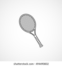Tennis Racquet Line Icon On Gray Background