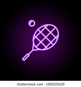 tennis racquet outline icon. Elements of Sport in neon style icons. Simple icon for websites, web design, mobile app, info graphics