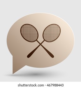 Tennis racquets sign. Brown gradient icon on bubble with shadow.