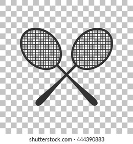 Tennis racquets sign. Dark gray icon on transparent background.