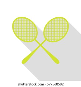 Tennis racquets sign. Pear icon with flat style shadow path.
