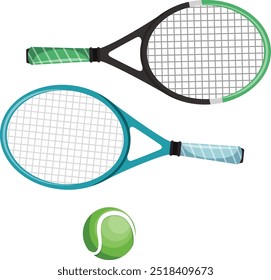 tennis raquets and ball editable vector 