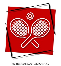 tennis red banner in frame. Vector illustration.