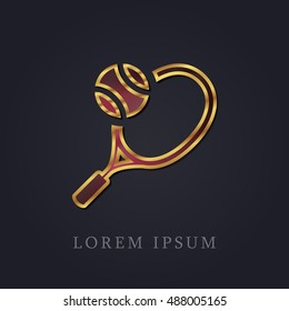 Tennis Red Ruby with Golden Frame Precious Jewellery Icon / Logo Design