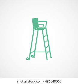 Tennis Referee Chair Green Flat Icon On White Background