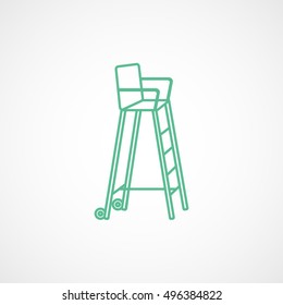 Tennis Referee Chair Green Line Icon On White Background