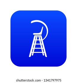 Tennis referee chair icon blue vector isolated on white background